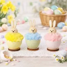 Zajček v jajčku, namizna dekoracija, lesena, 6.5x12cm, sort.