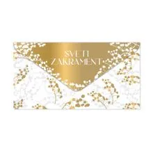 Kuverta darilna, Sveti zakrament, zlata, za denar, 20x10.5cm