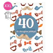 Voščilnica velika, rojstni dan, moški, 40, Iskrene čestitke ob okroglem jubileju, brki in očala