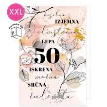 Voščilnica velika, rojstni dan, ženska, 50, Izjemna, lepa, iskrena, srčna,…