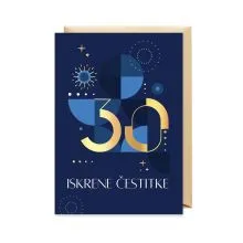 Voščilnica, rojstni dan, moški, 30, Iskrene čestitke, iskrice, modra