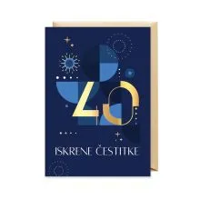 Voščilnica, rojstni dan, moški, 40, Iskrene čestitke, iskrice, modra