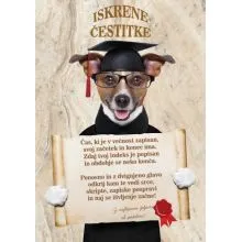 Voščilo, Čestitka, ob podelitvi diplome, kuža s kapo - bleščice/zlatotisk