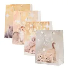 Vrečka darilna, 32x26x12cm, muce, sort.