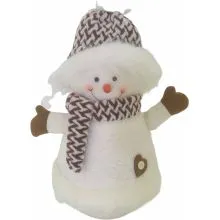 Dekorativni snežak iz pliša, rjavo/bel, na ravnovesni krogli, 28x18x40cm