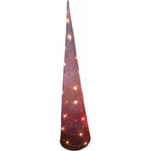 Božična dekoracija, stožec z LED lučko, belo/rdeč, na baterije, 24x24x100cm