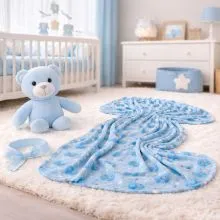 Odeja otroška, 75x90cm, flis, z živalico 33cm, sort.