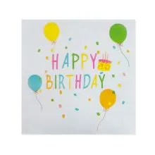 Serviete papirnate, svetlo modre, Happy Birthday, baloni, 33x33cm, 20/1