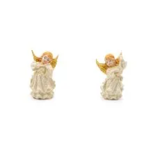 Angel z glasbilom in zaltimi krili, polimasa, 5x4x9cm, sort.