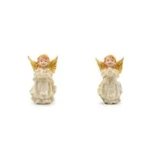 Angel stoječ z zlatimi krili, polimasa, 5x4x9cm, sort.