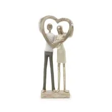 Figura, zaljublenca in srce, polimasa, 10x7x28cm