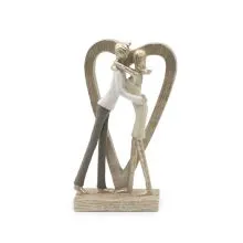 Figura, zaljubljenca pred srcem, polimasa, 10x7x22cm