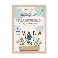 Diploma Najboljša učiteljica, hvala,v rjavem okviru, 23x33.5cm