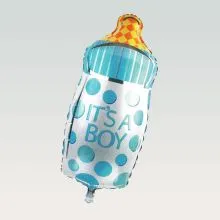 Balon napihljiv, za helij, steklenička, It's a boy, moder, 76cm