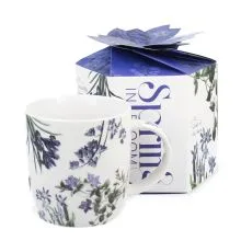 Skodelica modro cvetje, v darilni embalaži, "SPRING IN BLOOM",  390ml, new bone, 8.5cm