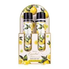 Kopalni set, ESSENTIAL BOTANICALS, (60ml gel za tuširanje, 60ml losjon za telo) z vonjem: Lemon & Bergamot, v darilni embalaži