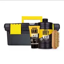 Kopalni set BATH + BODY TOOLKIT, (400ml gel za tuširanje, 50ml peeling za roke, krtačka za nohte), z vonjem: Sandalwood & Musk, v darilni embalaži