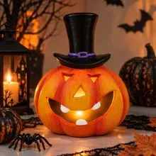 Buča s cilindrom, z LED lučko, lončenina, 15.2x14x18cm