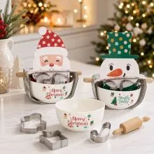 Set za pečenje božičnega peciva, skleda iz porcelana 14cm, valjar in modelčki