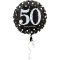 Balon napihljiv, za helij, Happy Birthday, "50", belo/zlate pikice, 45cm