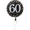 Balon napihljiv, za helij, Happy Birthday, "60", belo/zlate pikice, 45cm