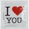Kondom iz lateksa s šaljivim napisom "I love you"
