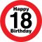 Prometni znak, 18, Happy Birthday, s priseskom, fi 5Ocm