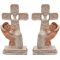 Dojenček v krstni obleki, ležeči v dlani ob križu, polimasa, 11.5cm, sort.