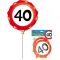 Balon na palčki, prometni znak, "40", samonapihljiv, 18cm, 3kom
