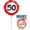 Balon na palčki, prometni znak, "50", samonapihljiv, 18cm, 3kom