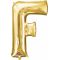 Balon napihljiv, "F", zlati, 40cm + palčka za napihnit