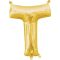 Balon napihljiv, "T", zlati, 40cm + palčka za napihnit