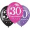 Baloni iz lateksa, "30", 6kom, (2x črn, 2x roza, 2x vijoličen), 30cm