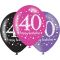 Baloni iz lateksa, "40", 6kom, (2x črn, 2x roza, 2x vijoličen), 30cm