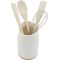 Stojalo za kuhinjske pripomočke, porcelan/bambus, 15cm + 4 pripomočki