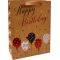 Vrečka darilna, 24x18x8 cm, Happy Birthday, baloni, zlata, bleščice