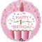 Balon napihljiv, za helij, otroški, Happy Birthday s št. 1, roza, 45cm