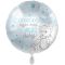 Balon napihljiv, za helij, Dobrodošel najin mali veliki čudež, modre zvezde in medved, 43 cm