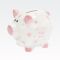 Hranilnik, pujsek, za rojstvo, "MY FIRST PIGGY BANK", belo/roza, kitajski porcelan, 10x13.5cm