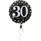 Balon napihljiv, za helij, Happy Birthday, "30", belo/zlate pikice, 45cm
