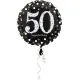 Balon napihljiv, za helij, Happy Birthday, "50", belo/zlate pikice, 45cm