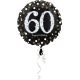 Balon napihljiv, za helij, Happy Birthday, "60", belo/zlate pikice, 45cm