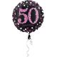 Balon napihljiv, za helij, Happy Birthday, "50", belo/roza pikice, 45cm