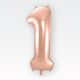 Balon napihljiv, za helij/zrak, rose gold, številka "1", 86cm