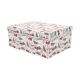 Darilna škatla kartonska, božična, bela z darili in pentljami, 29x22x12.5cm