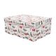 Darilna škatla kartonska, božična, bela z darili in pentljami, 31x23x13.5cm