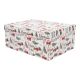 Darilna škatla kartonska, božična, bela z darili in pentljami, 33x25.5x14.5cm