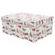 Darilna škatla kartonska, božična, bela z darili in pentljami, 35x27x15.5cm
