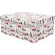 Darilna škatla kartonska, božična, bela z darili in pentljami, 37.5x29x16cm