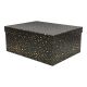 Darilna škatla kartonska, črna z zlatimi pikami, 33x25.5x14.5cm